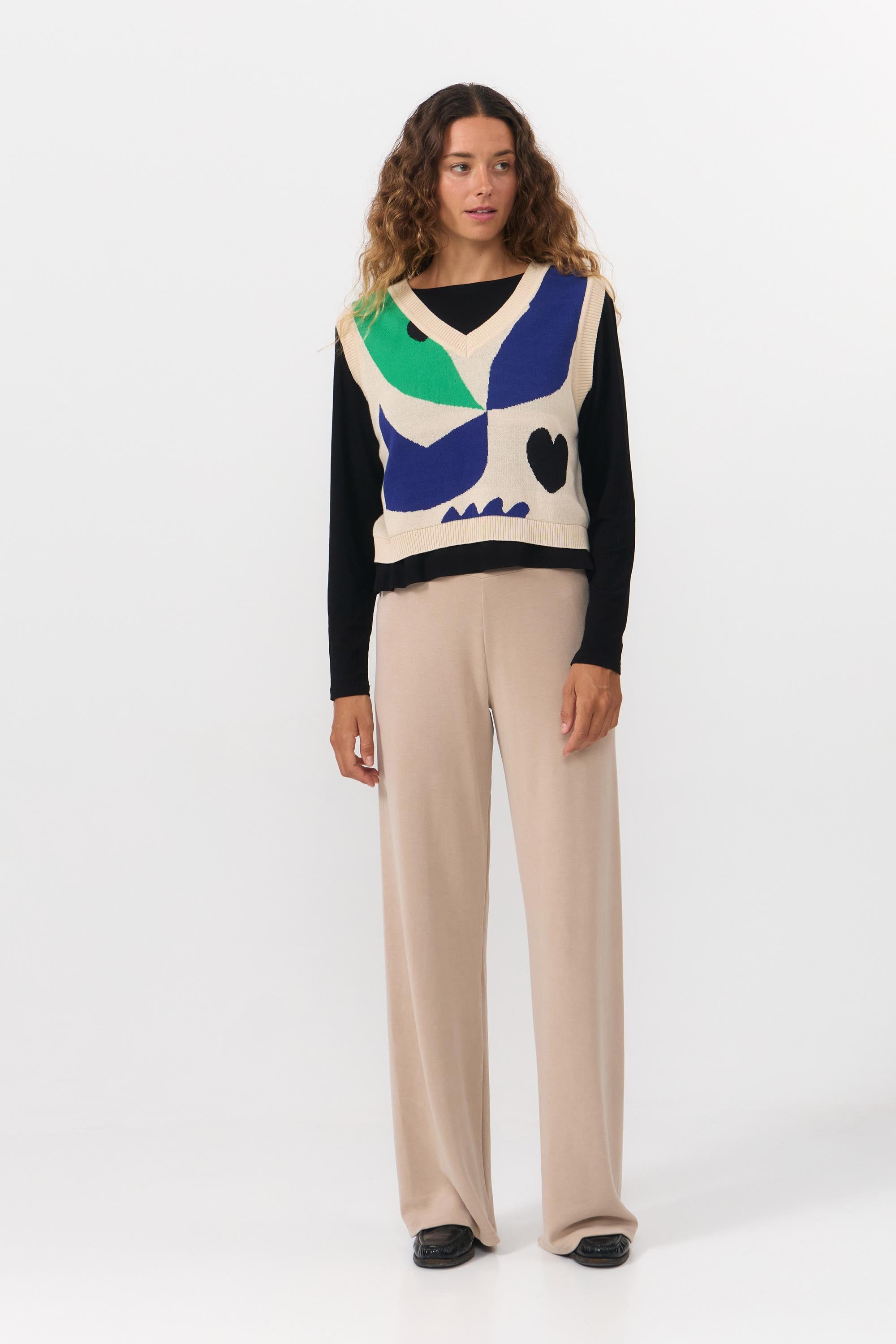 AMATES VEST JACQUARD BIRD