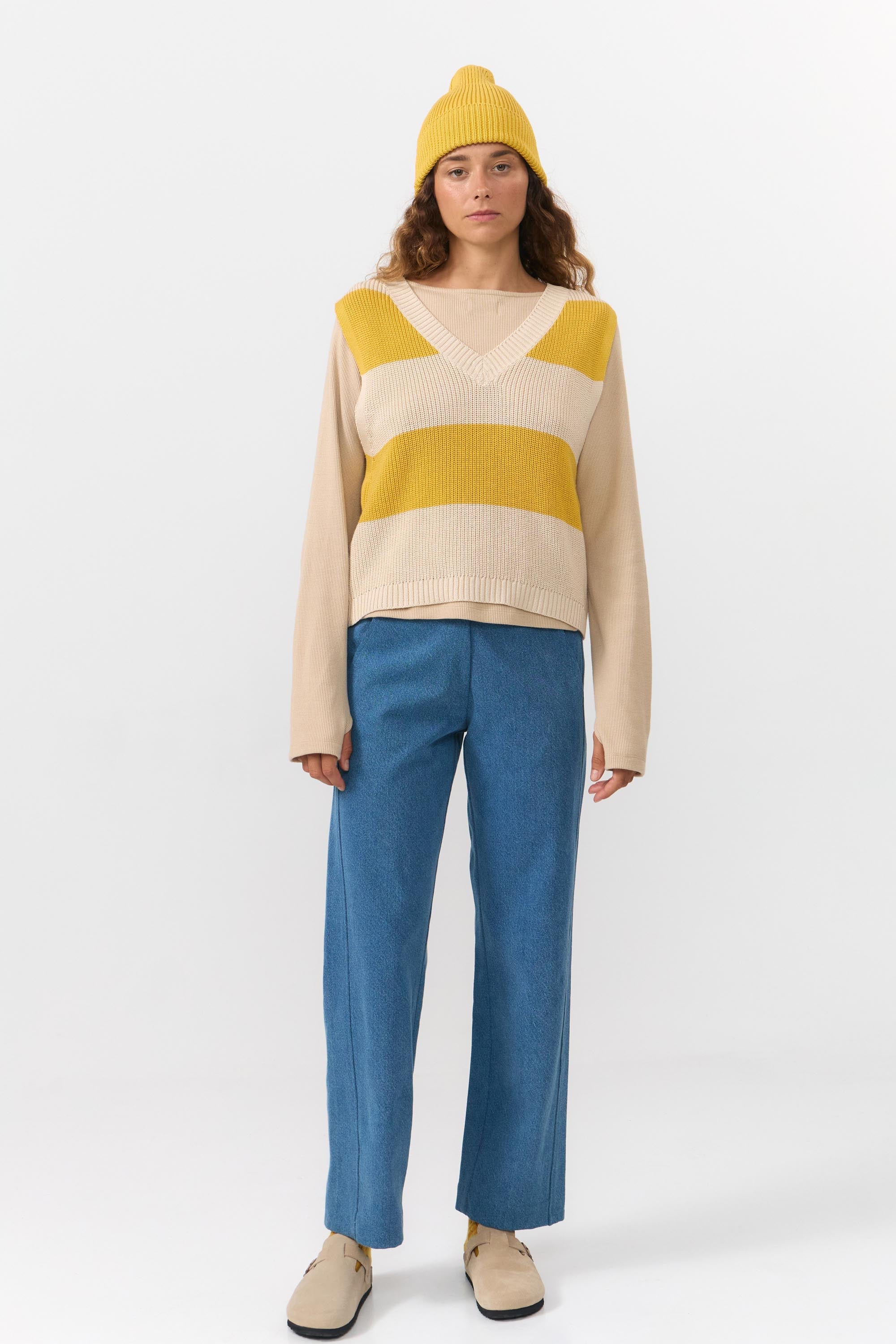 AMATES VEST STRIPES MUSTARD
