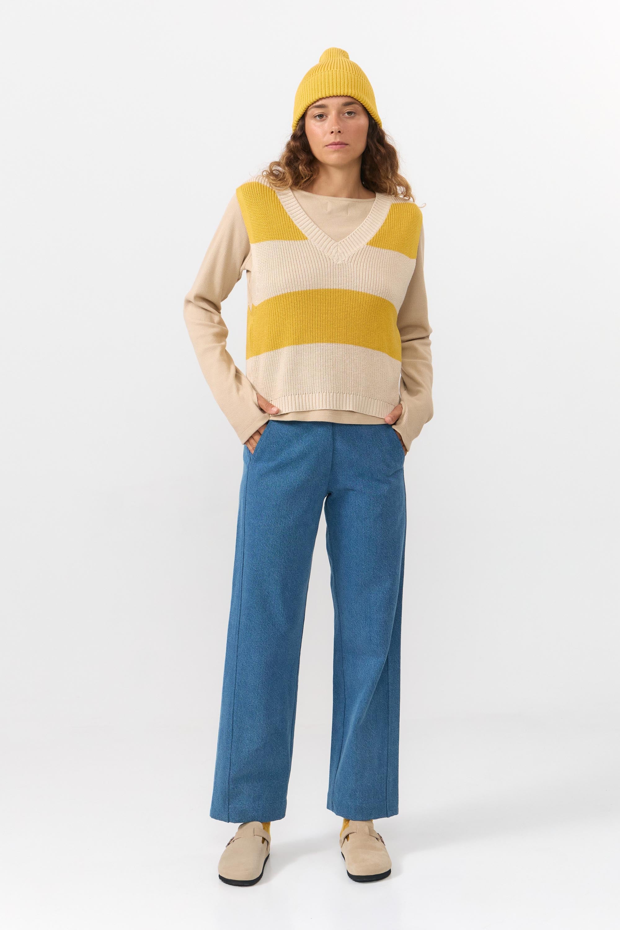 AMATES VEST STRIPES MUSTARD