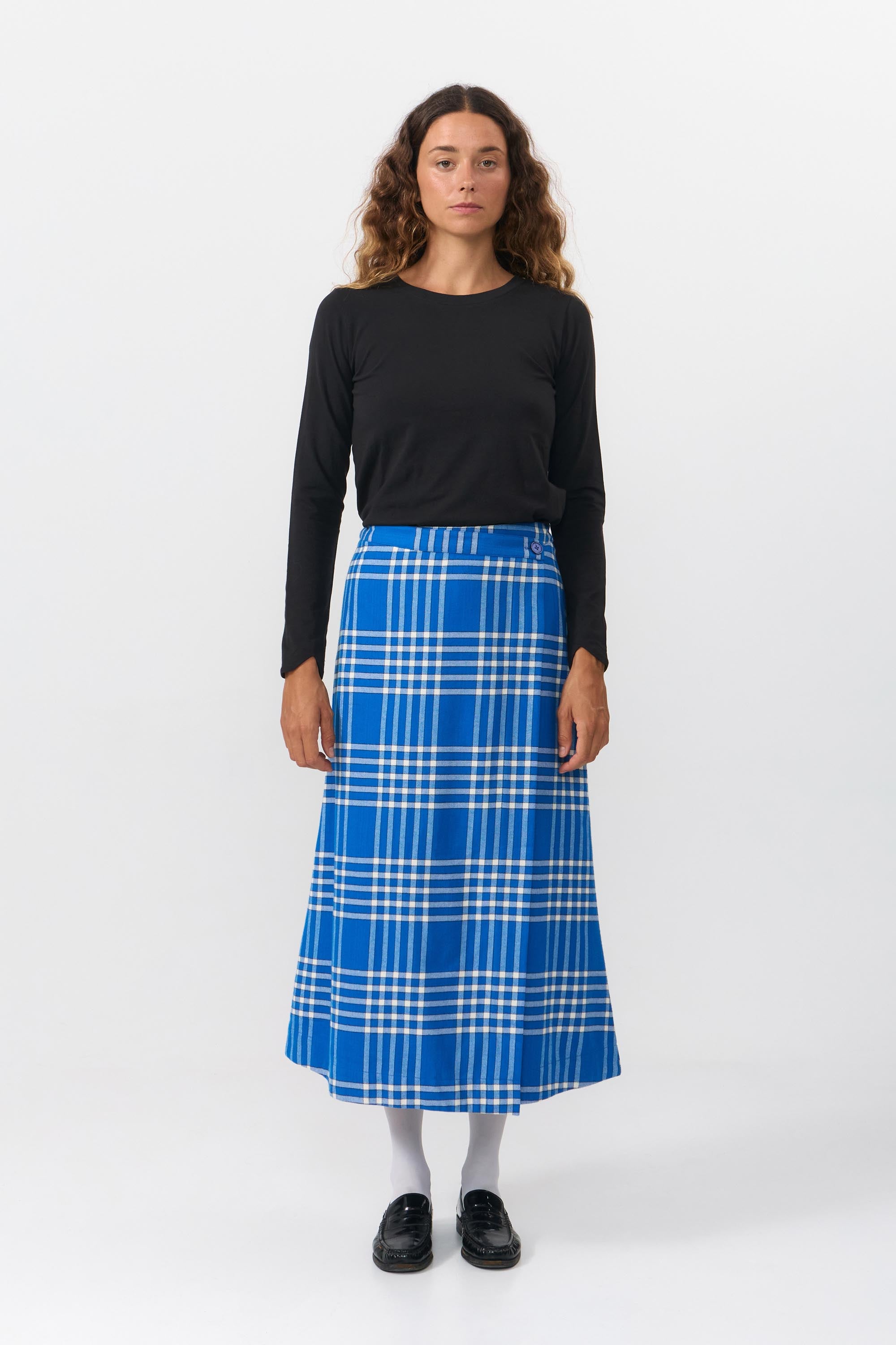 TOMIR SKIRT FLANNEL CHECK BLUE