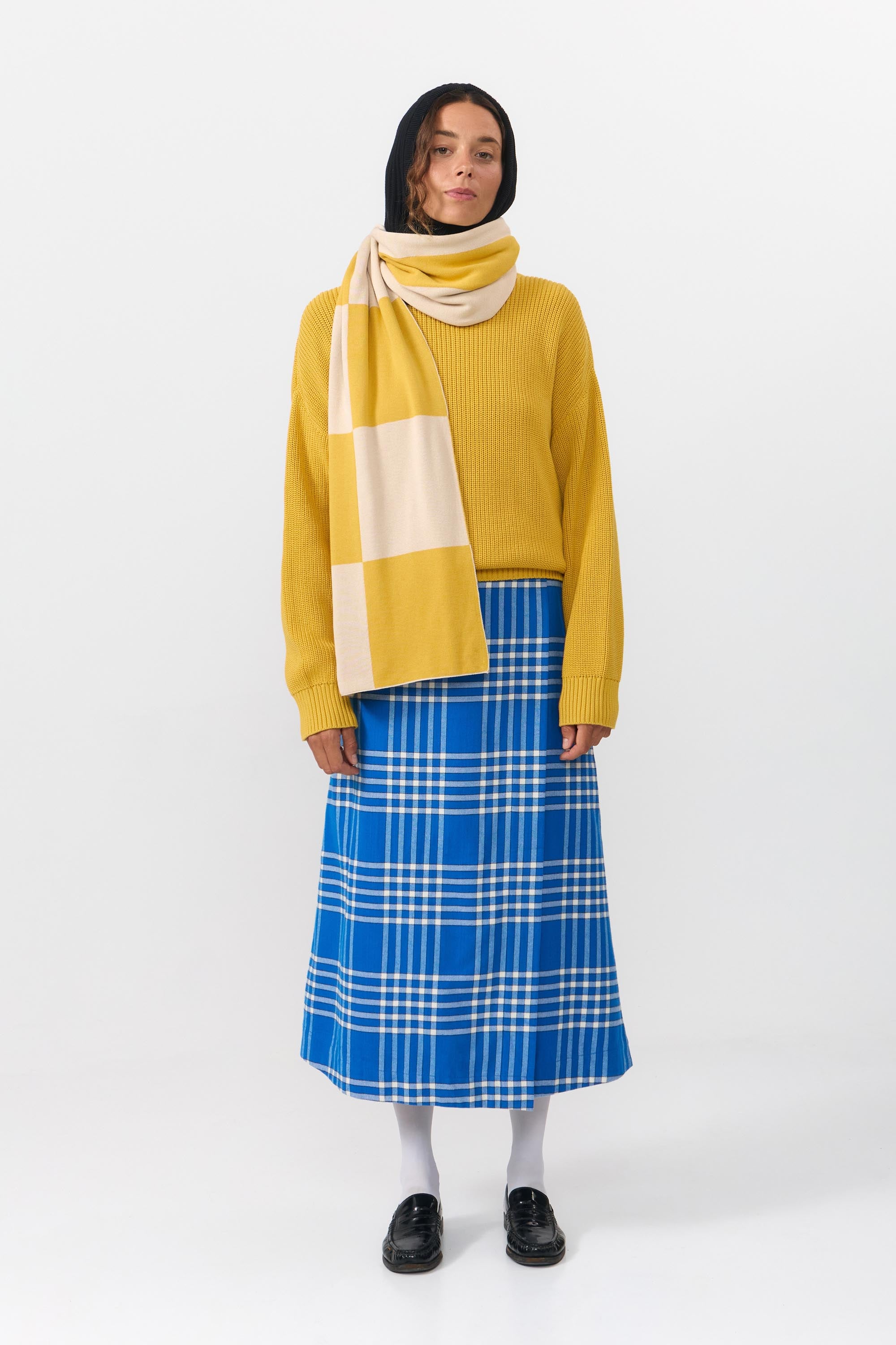 LONDON SCARF CHECK MUSTARD