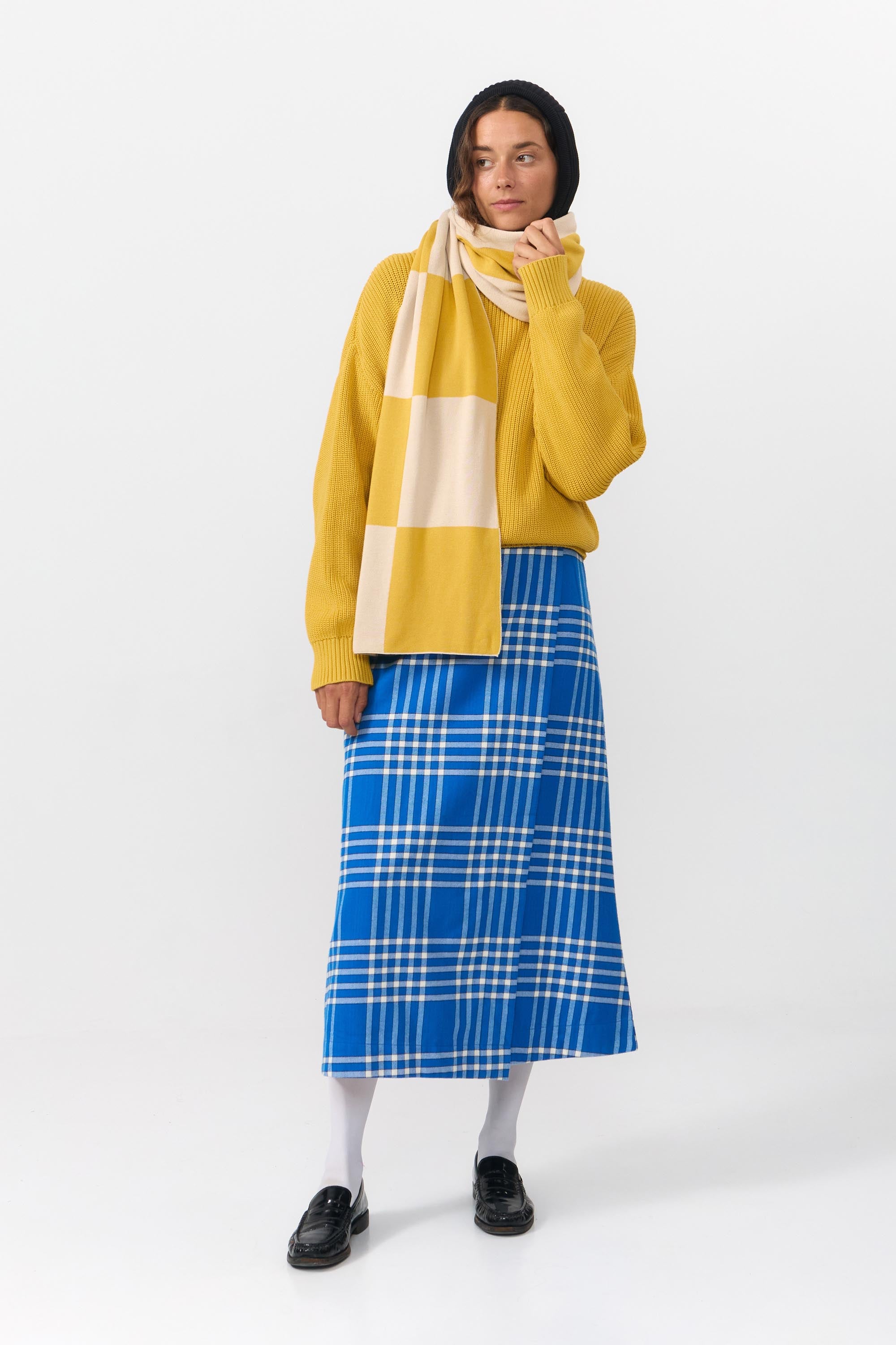 LONDON SCARF CHECK MUSTARD