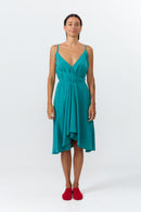 VESTIDO CORTO MULTIPOSICIÓN MODAL TEAL
