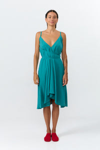 VESTIDO CORTO MULTIPOSICIÓN MODAL TEAL