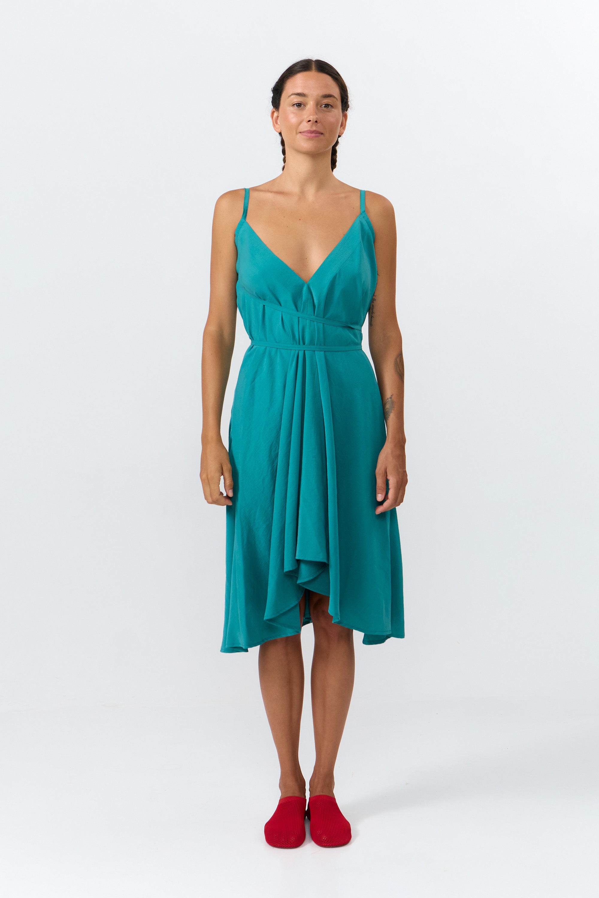 VESTIDO CORTO MULTIPOSICIÓN MODAL TEAL