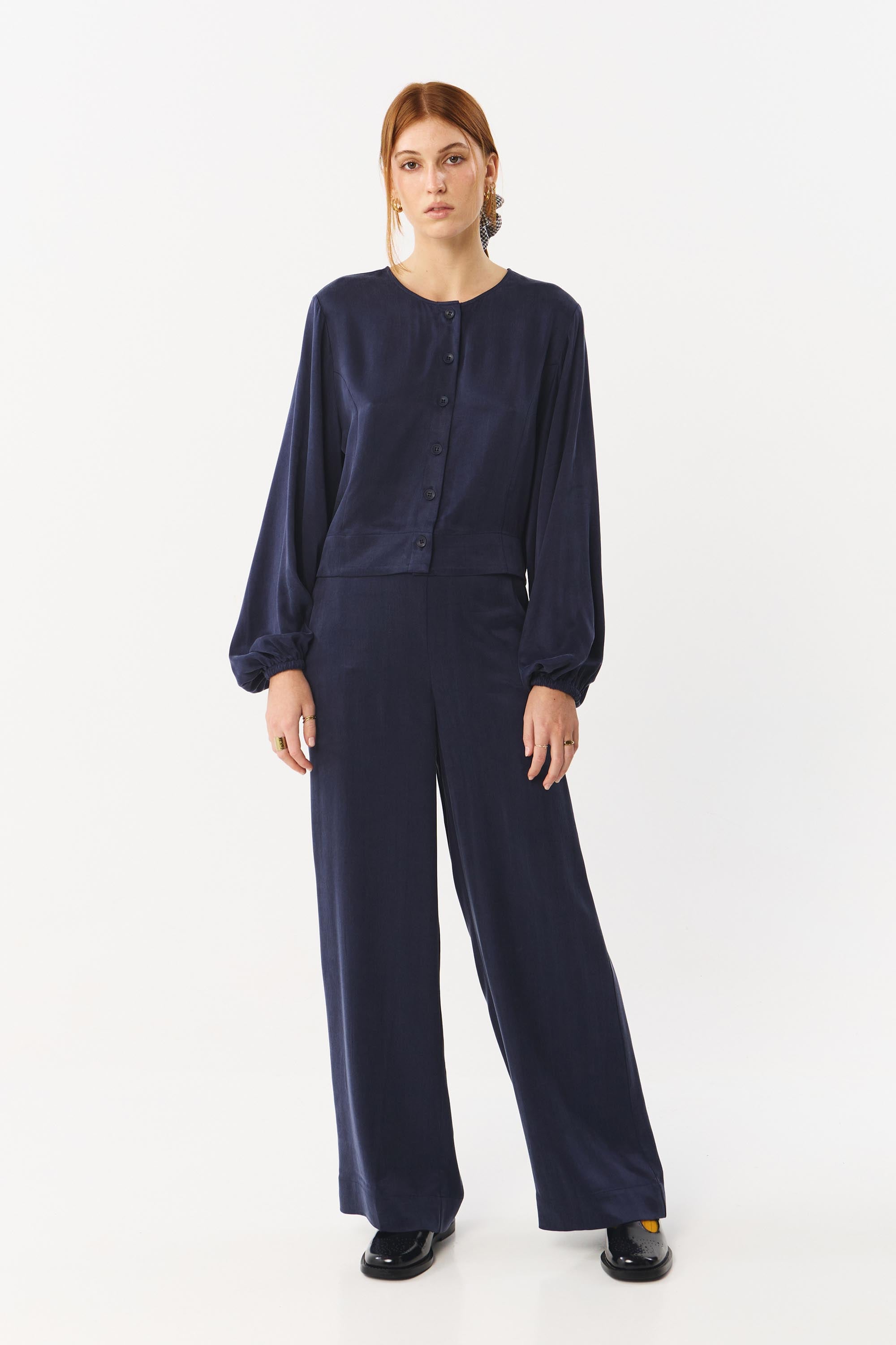 RIALTO BLOUSE CUPRO DARK BLUE