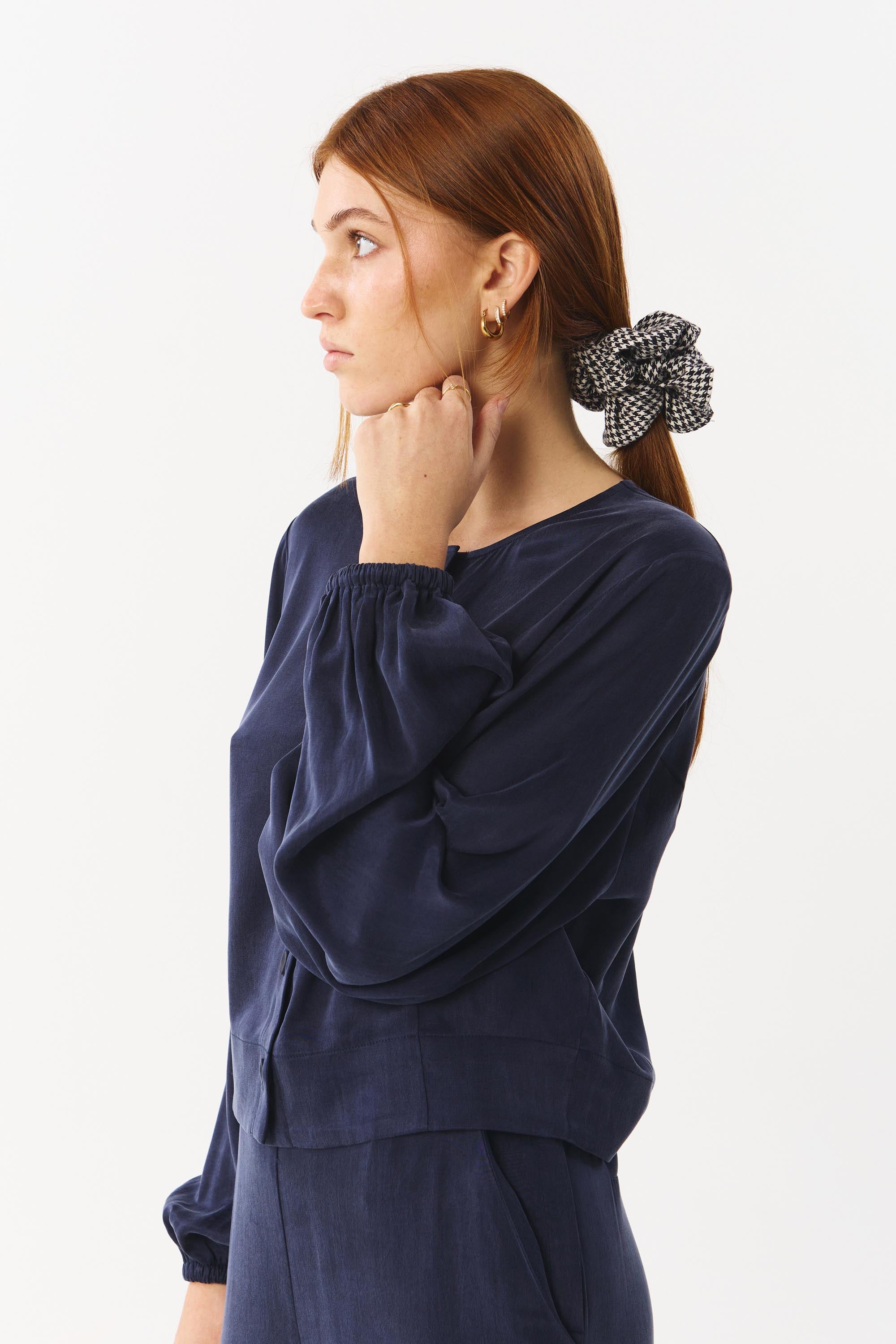 RIALTO BLOUSE CUPRO DARK BLUE
