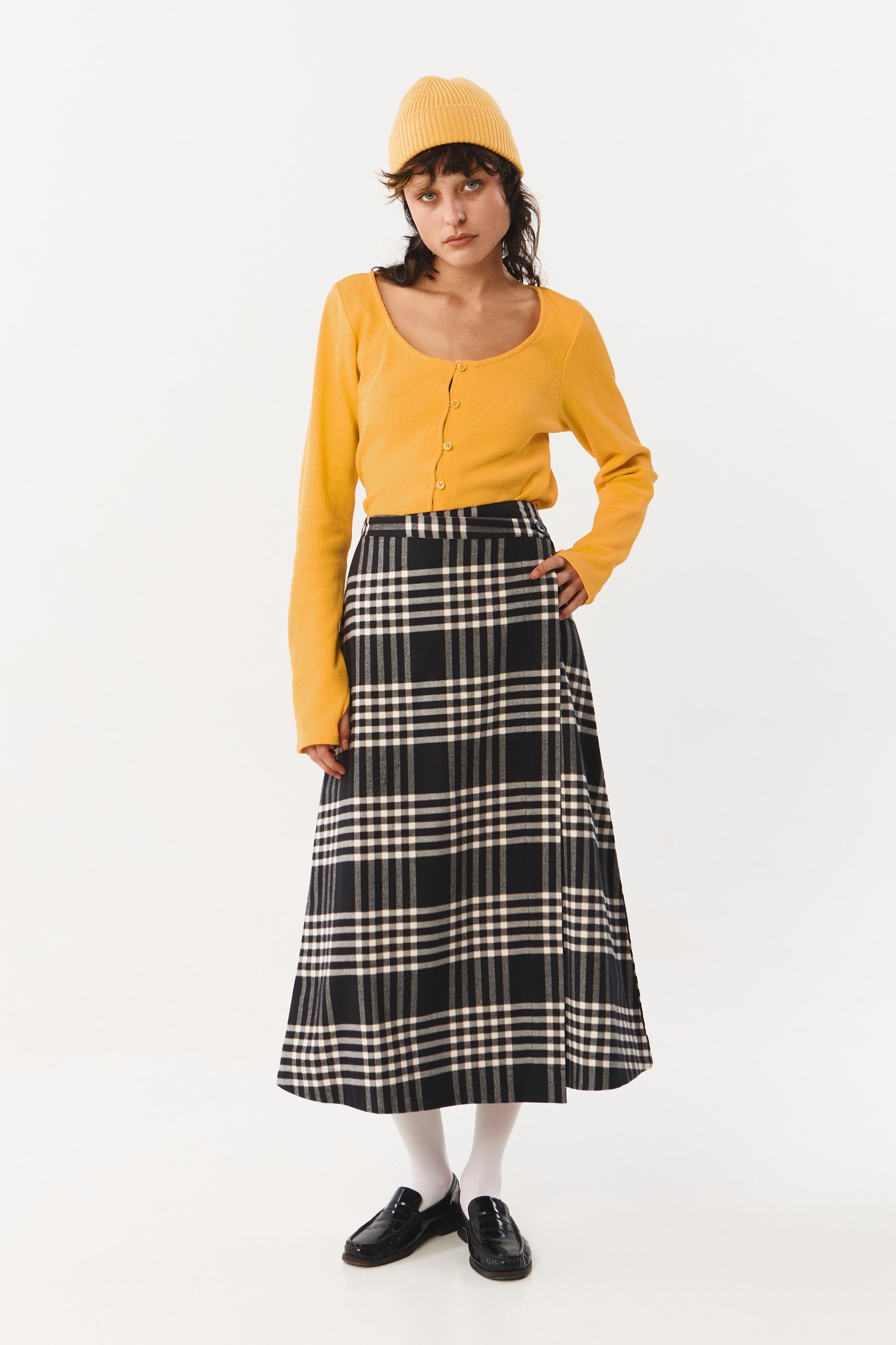 TOMIR SKIRT FLANNEL CHECK BLACK