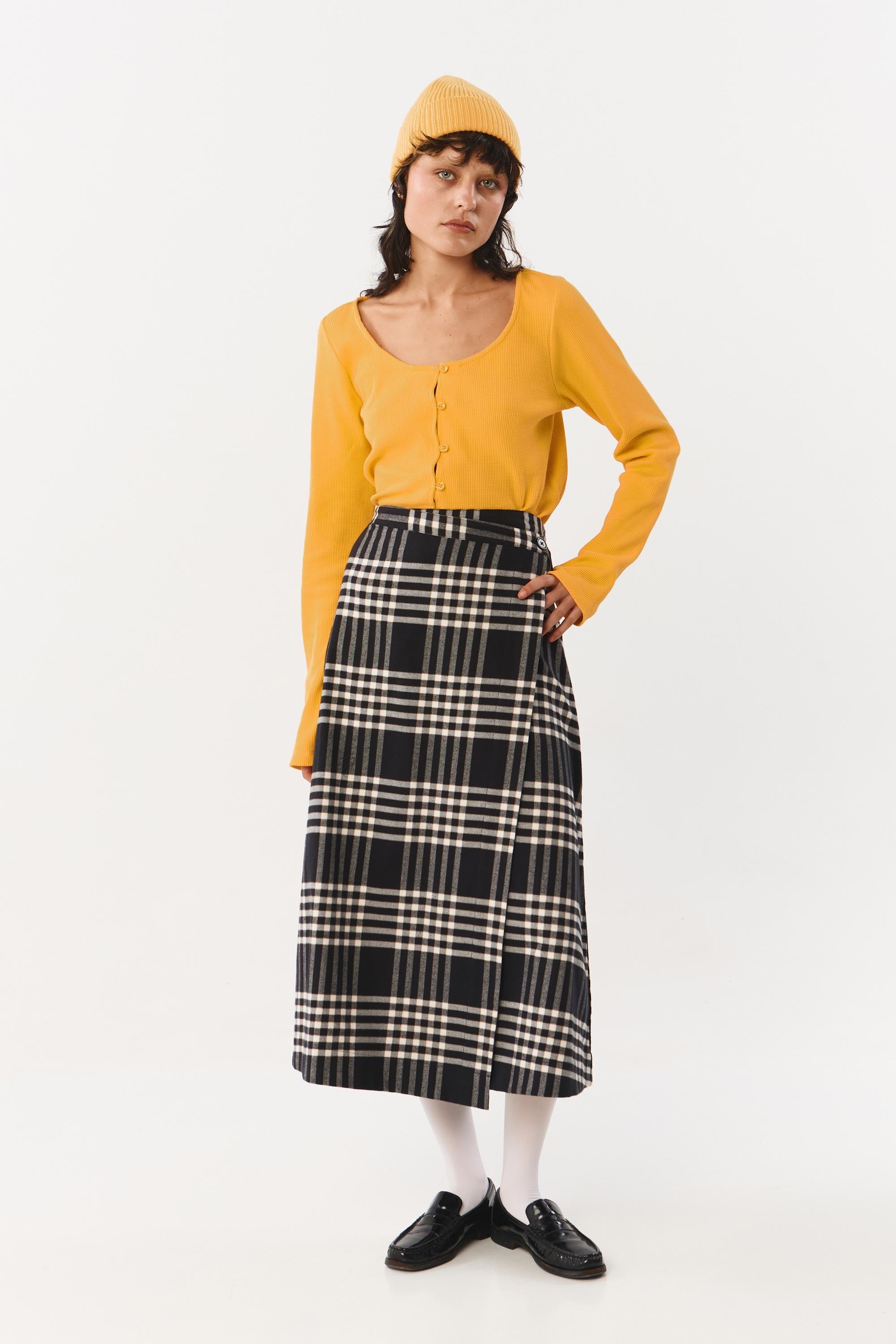 TOMIR SKIRT FLANNEL CHECK BLACK
