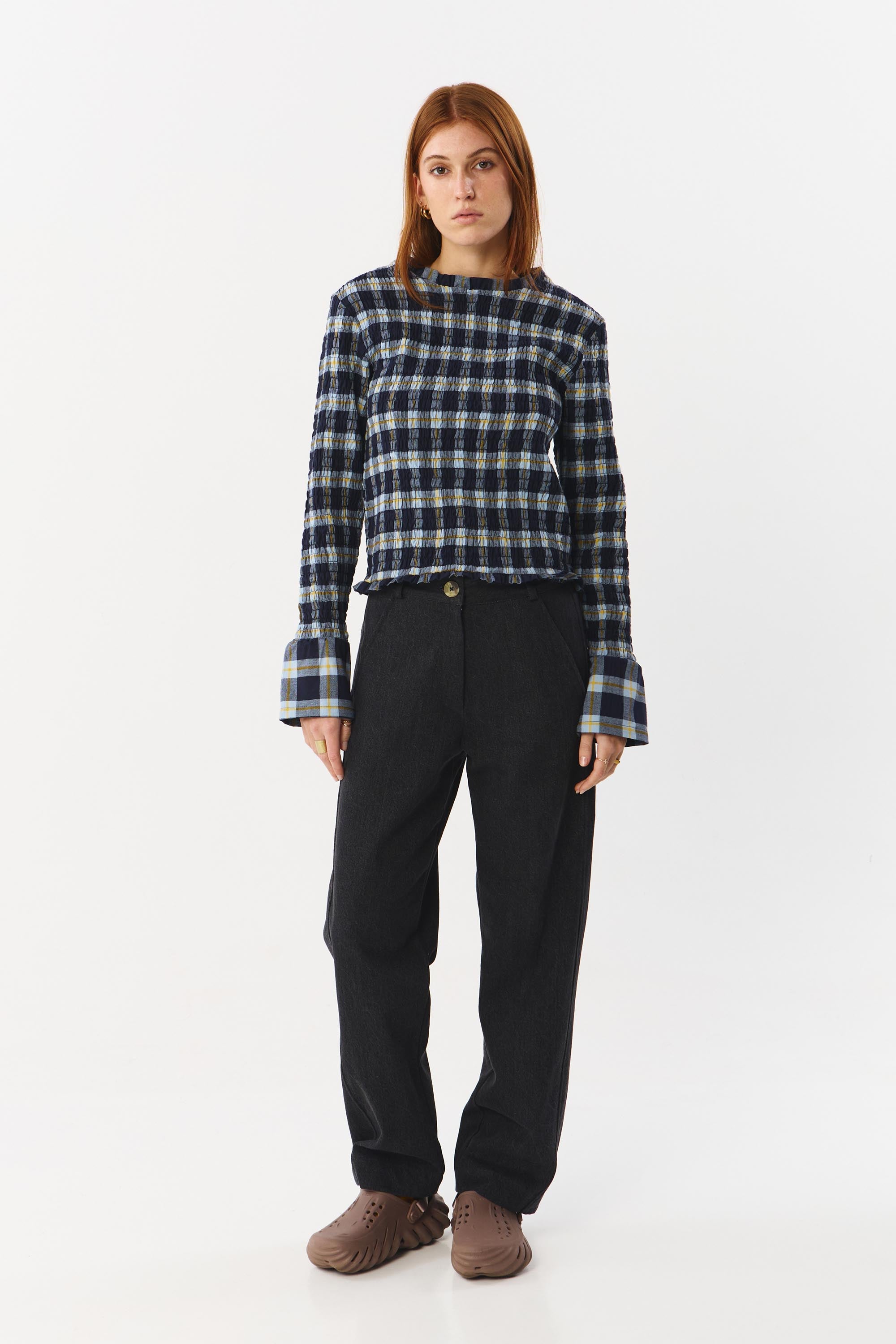 TEMPE BLOUSE CHECK MUSTARD