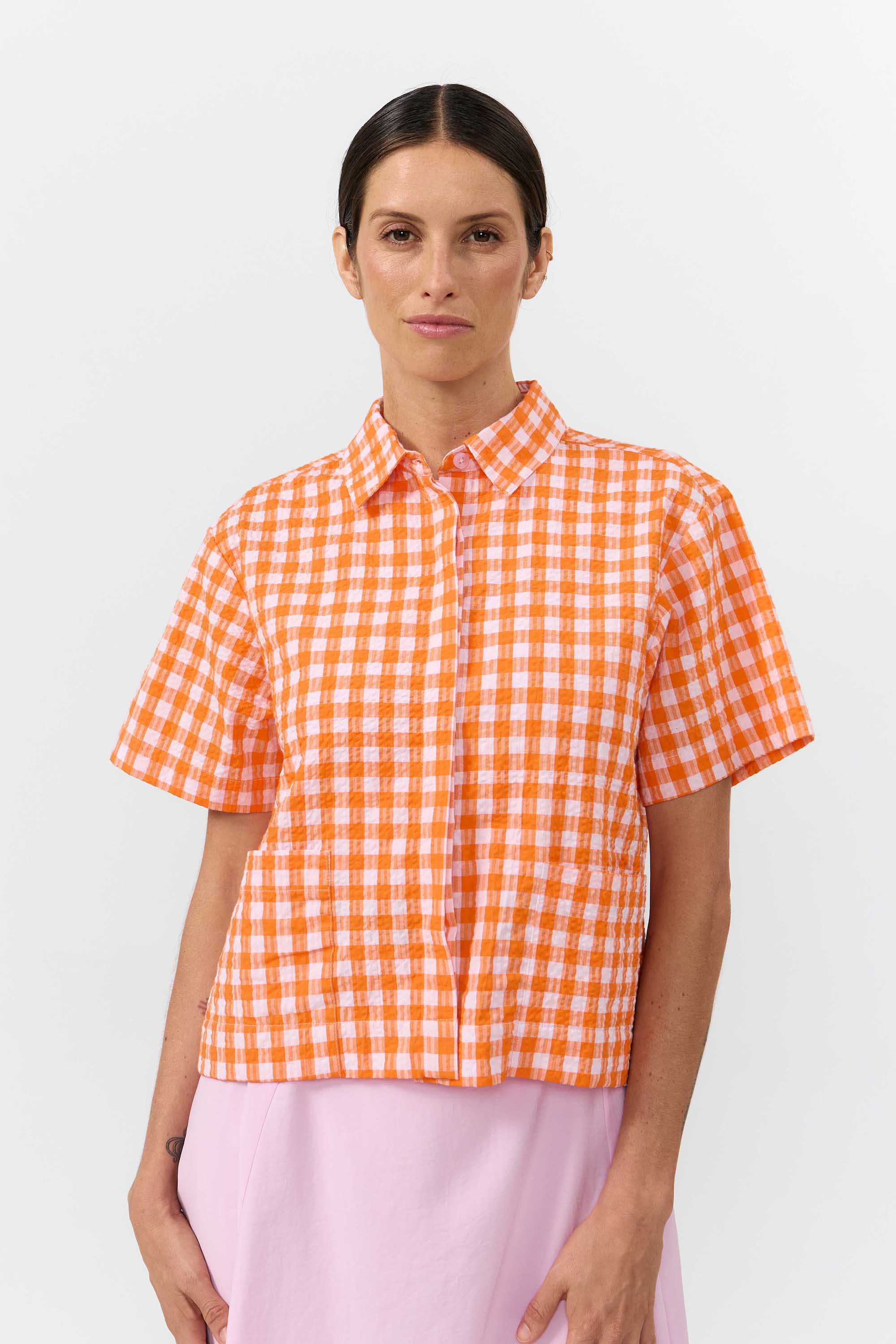 CAMISA EDER CHECK ORANGE