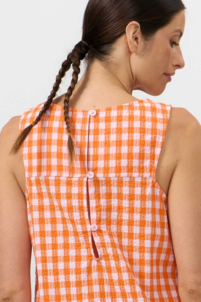 LENA DRESS CHECK ORANGE