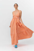 MP DRESS LONG CHECK ORANGE