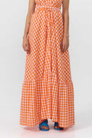 MP DRESS LONG CHECK ORANGE