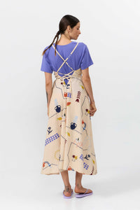 MP DRESS MIDI COTTON LINEN PRINT HOLIDAY