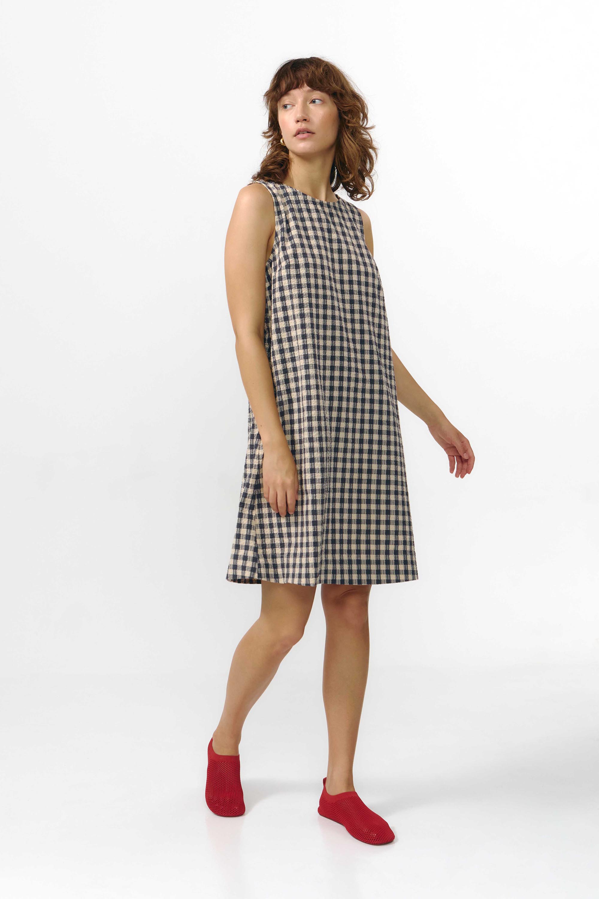 LENA DRESS CHECK GREY