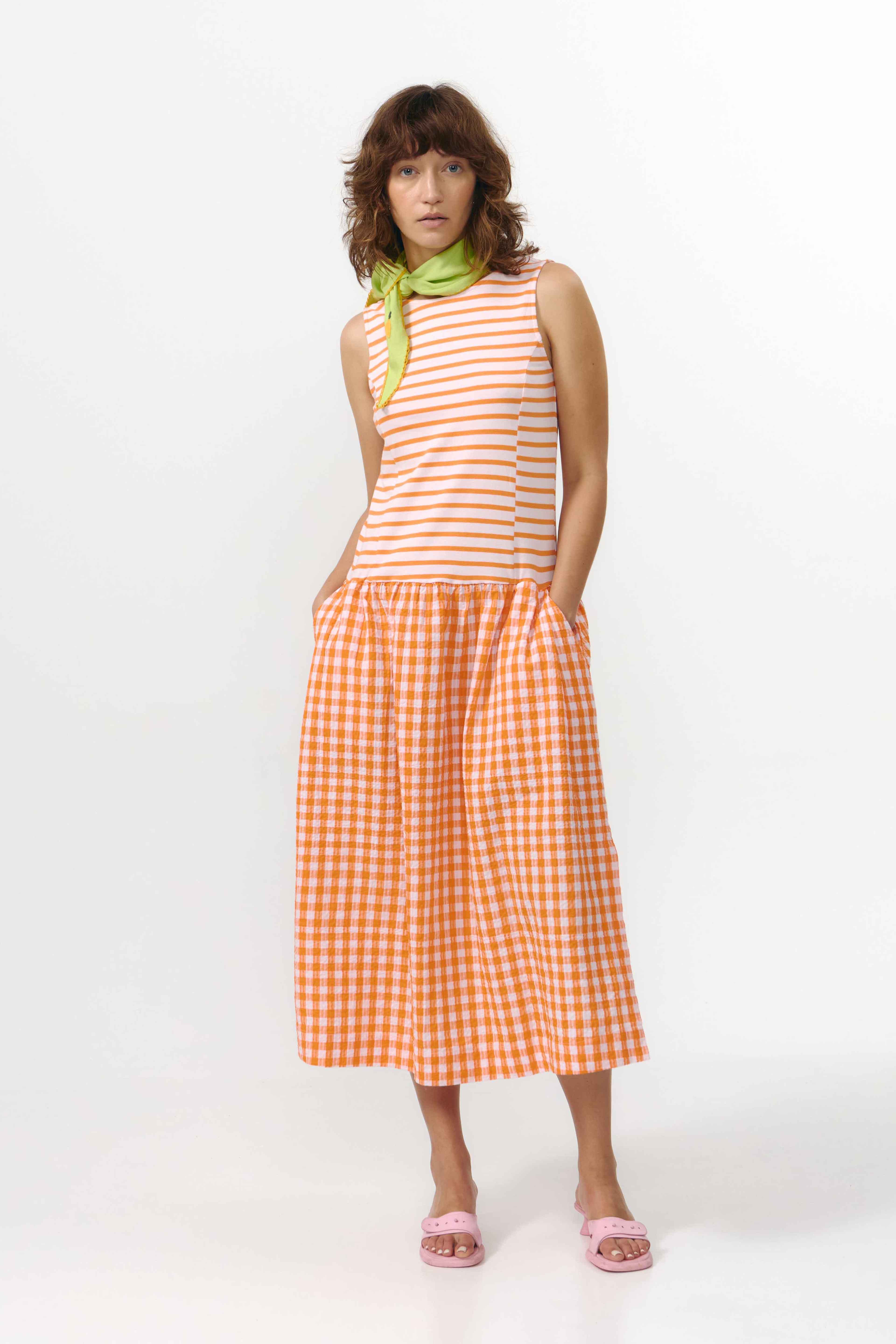 MIE DRESS STRIPES ORANGE