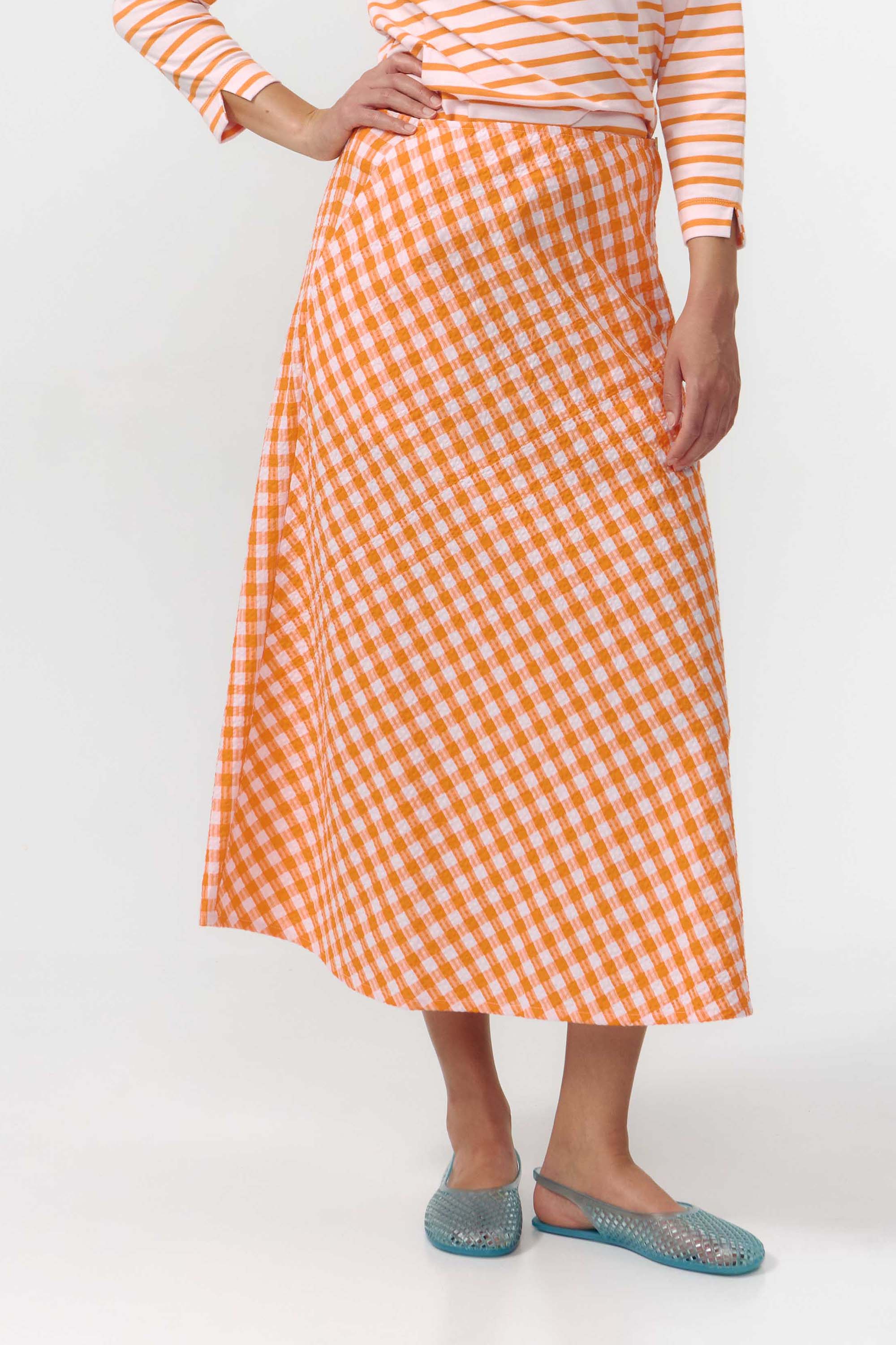 FALDA BELEN CHECK ORANGE