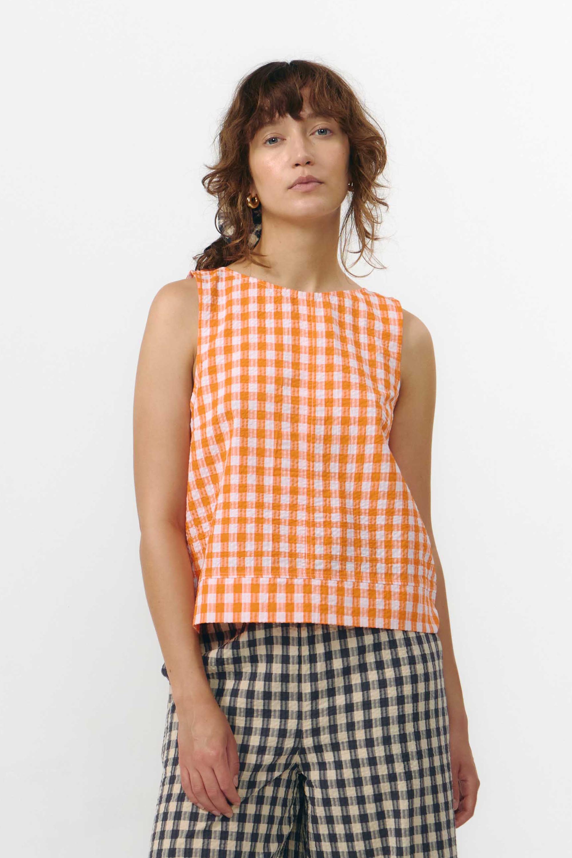 TOP ARUBA CHECK ORANGE