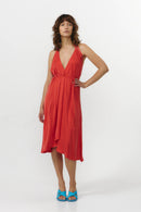 VESTIDO CORTO MULTIPOSICIÓN CUPRO RED
