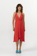 VESTIDO CORTO MULTIPOSICIÓN CUPRO RED