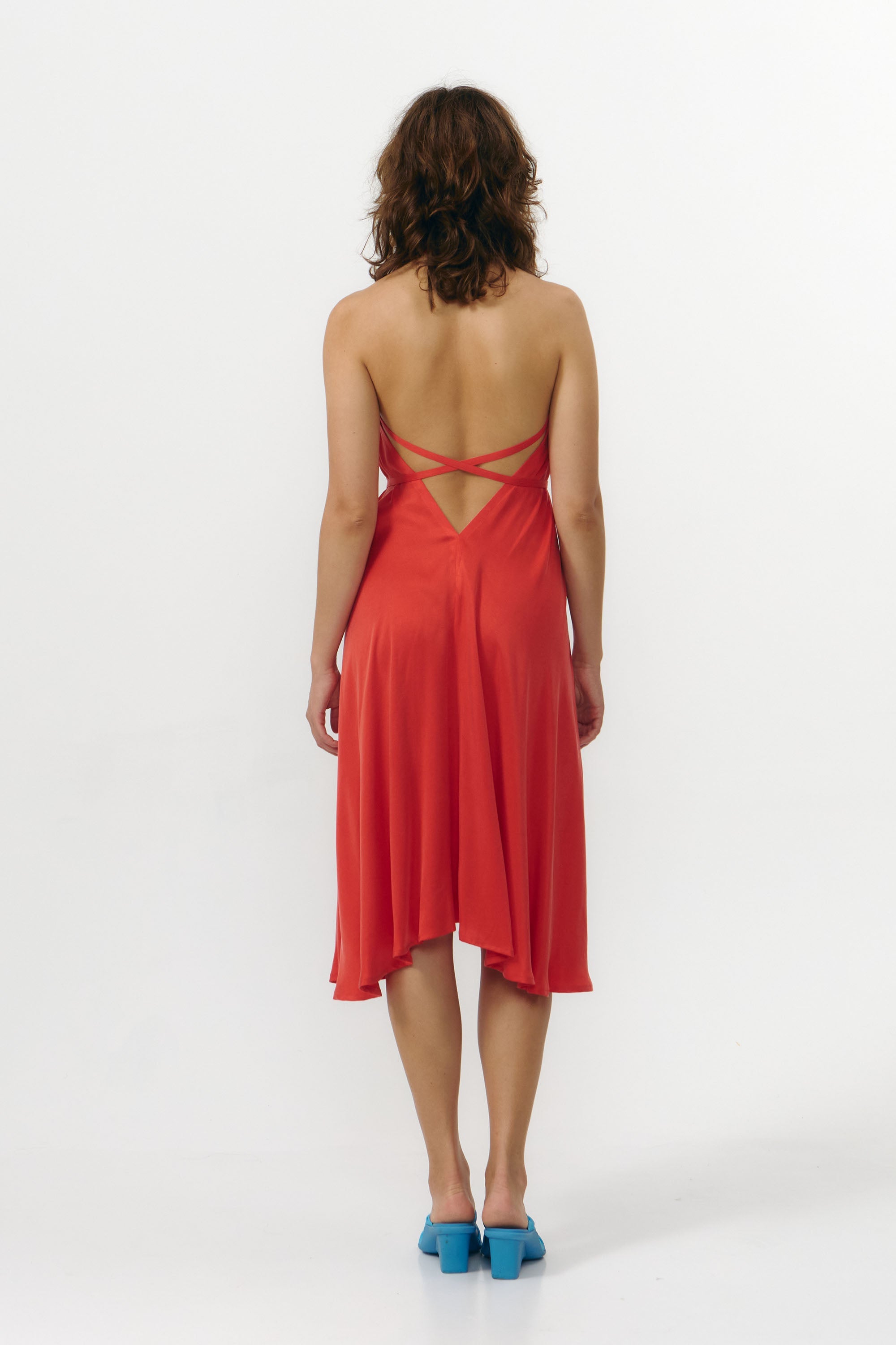 VESTIDO CORTO MULTIPOSICIÓN CUPRO RED