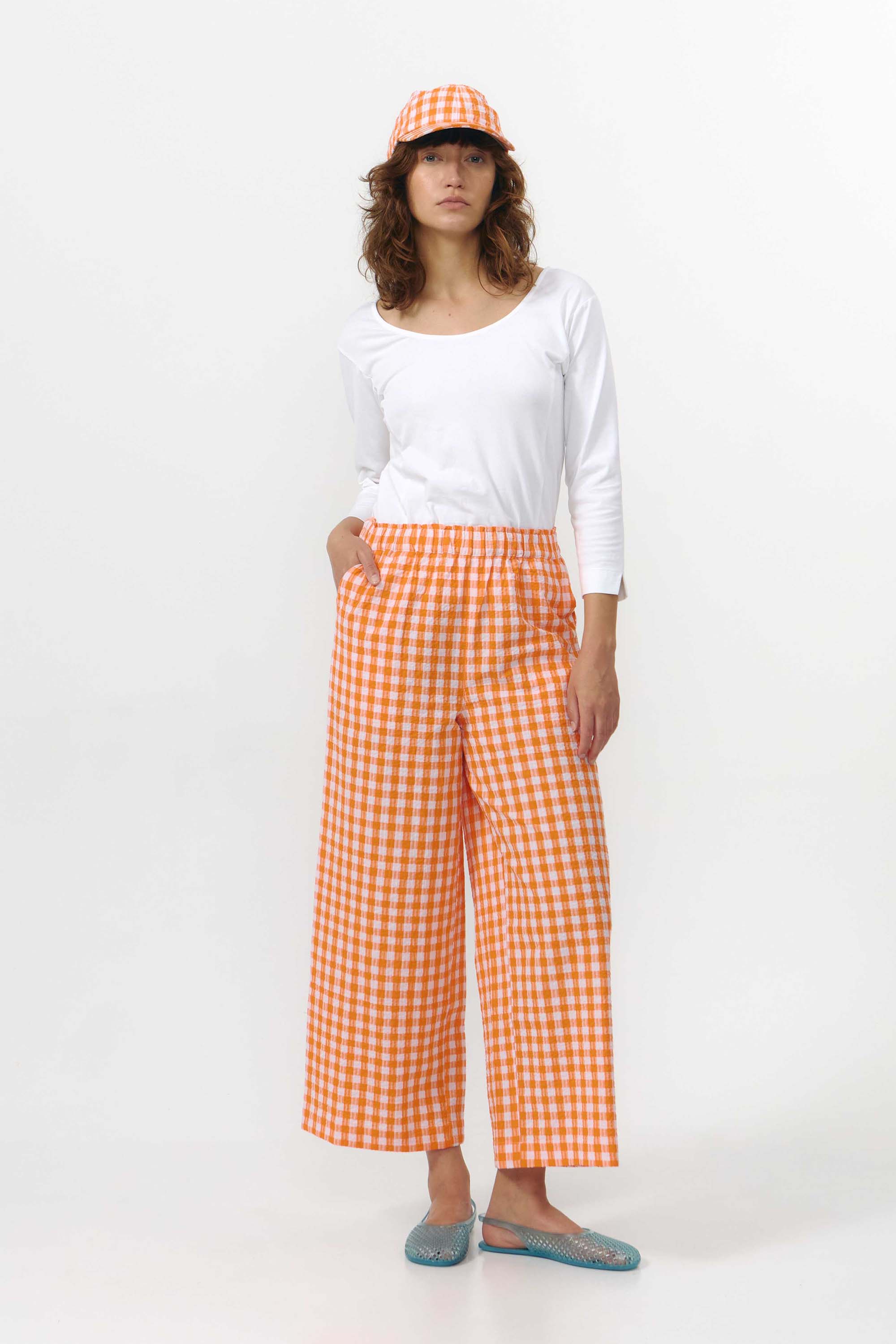 SANTA PANTS CHECK ORANGE