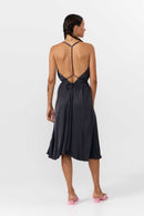 VESTIDO CORTO MULTIPOSICIÓN CUPRO DARK GREY