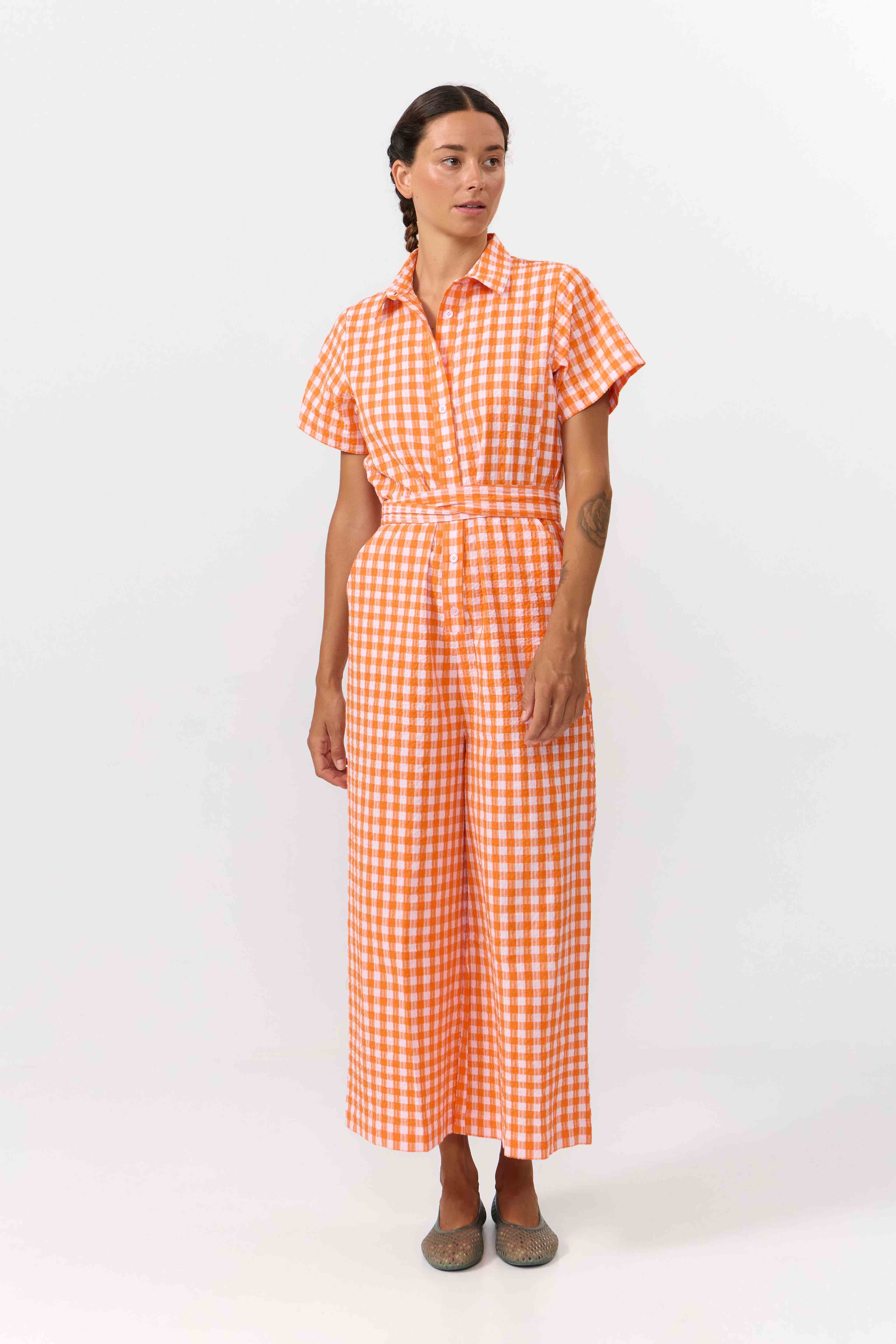 ALME JUMPSUIT CHECK ORANGE