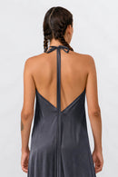 VESTIDO LARGO MULTIPOSICIÓN CUPRO DARK GREY