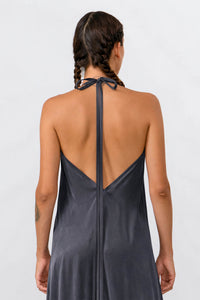 VESTIDO LARGO MULTIPOSICIÓN CUPRO DARK GREY
