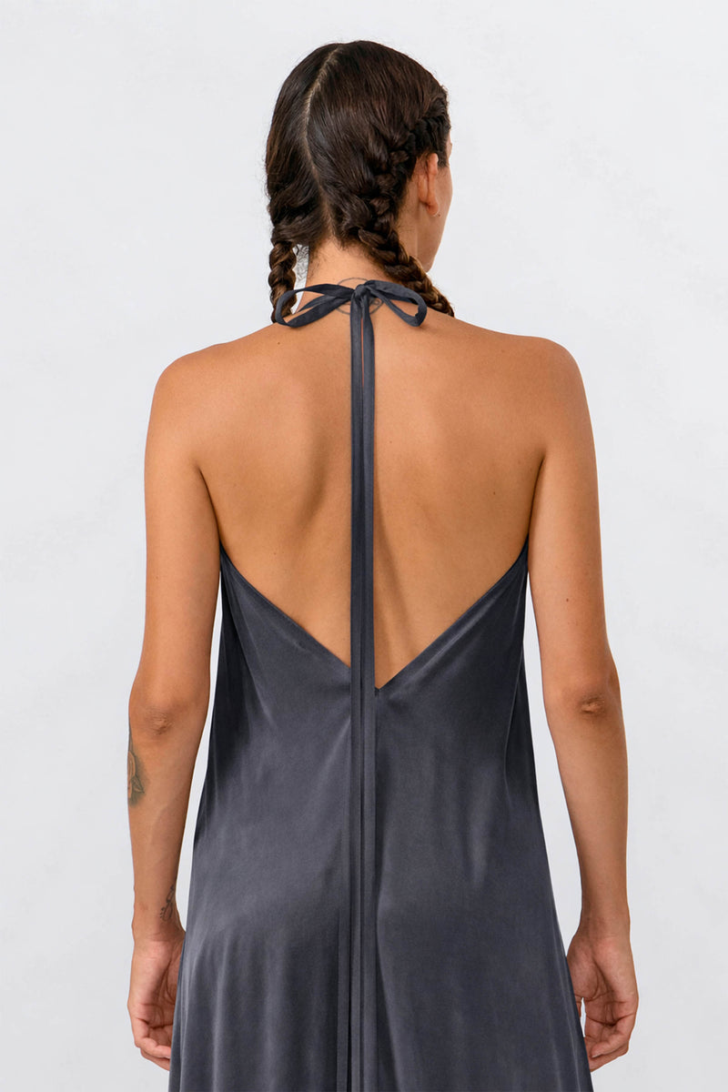 MP DRESS LONG CUPRO DARK GREY