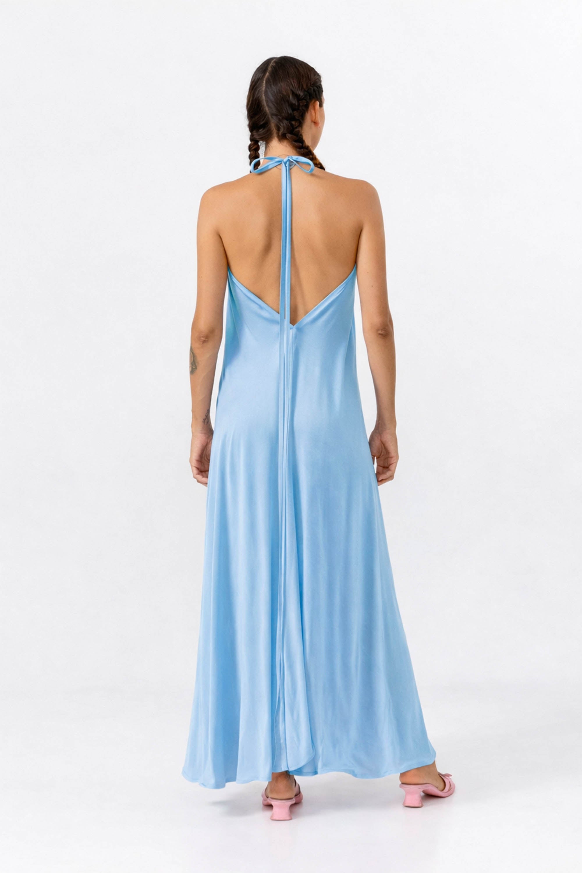 MP DRESS LONG CUPRO LIGHT BLUE