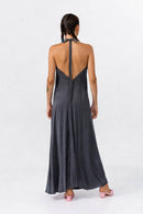 VESTIDO LARGO MULTIPOSICIÓN CUPRO DARK GREY