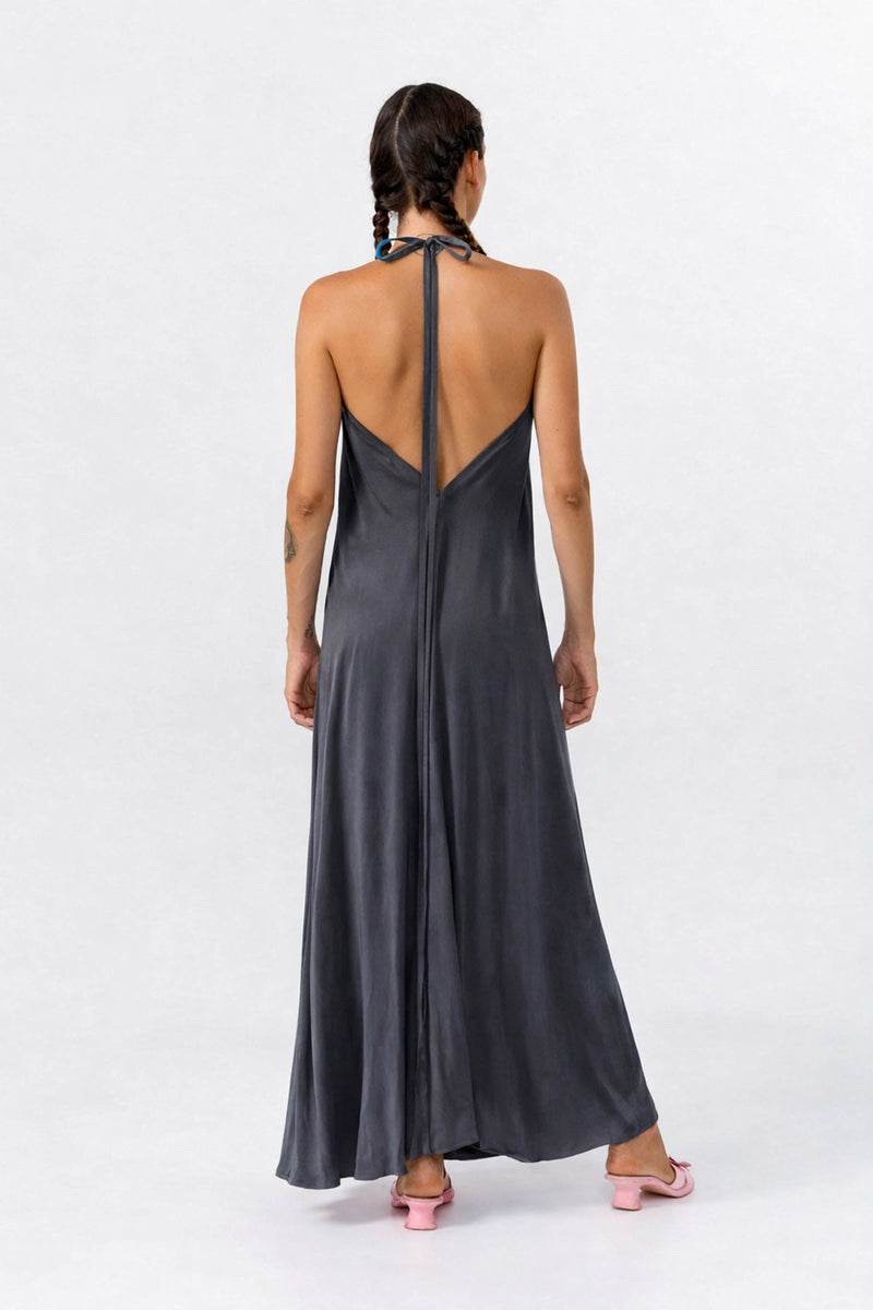 MP DRESS LONG CUPRO DARK GREY