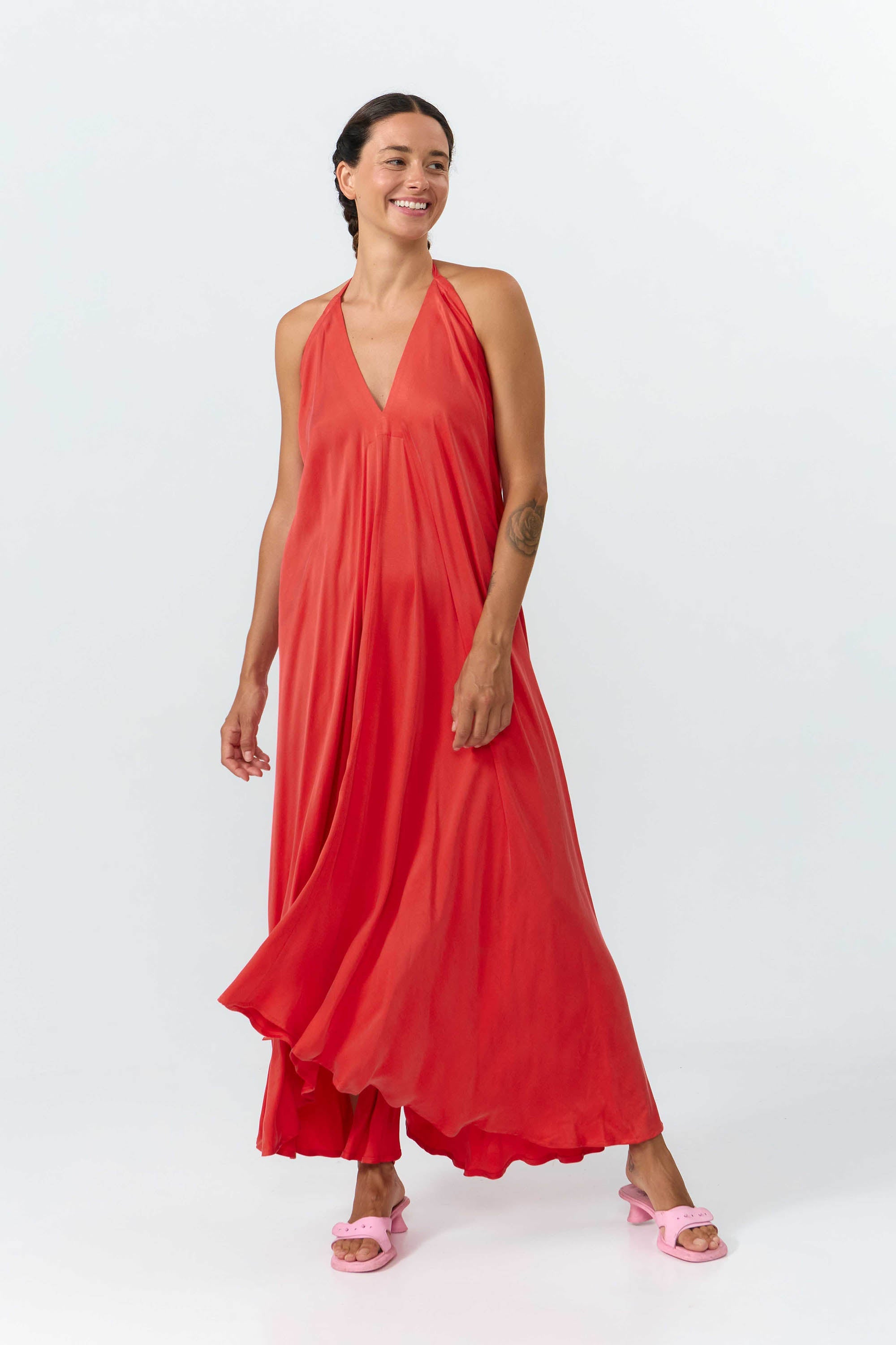 MP DRESS LONG CUPRO RED