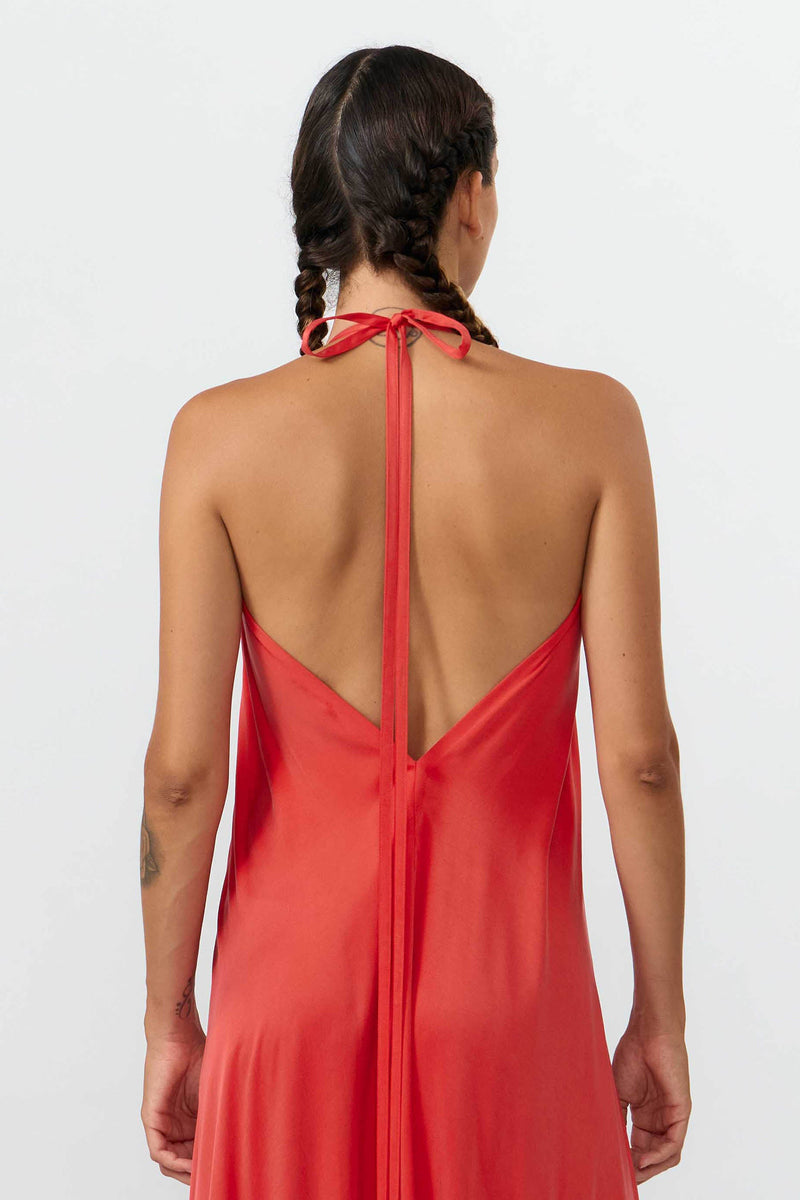 MP DRESS LONG CUPRO RED
