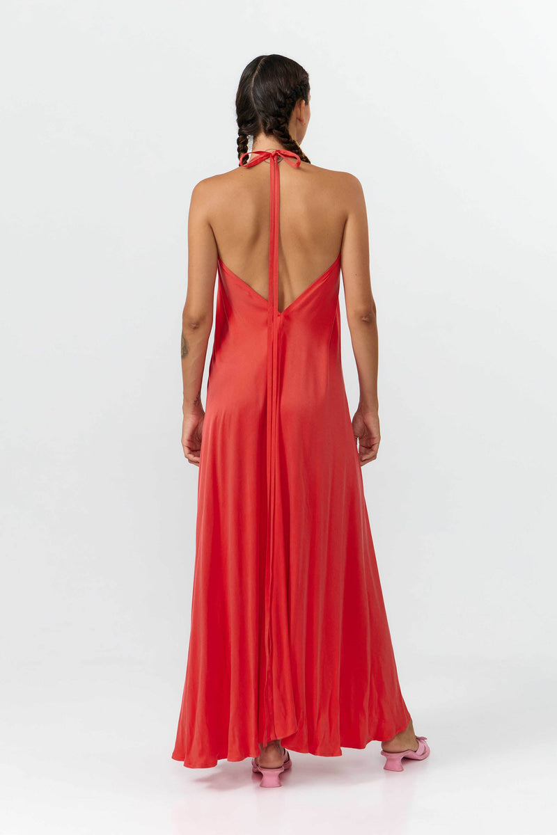 MP DRESS LONG CUPRO RED
