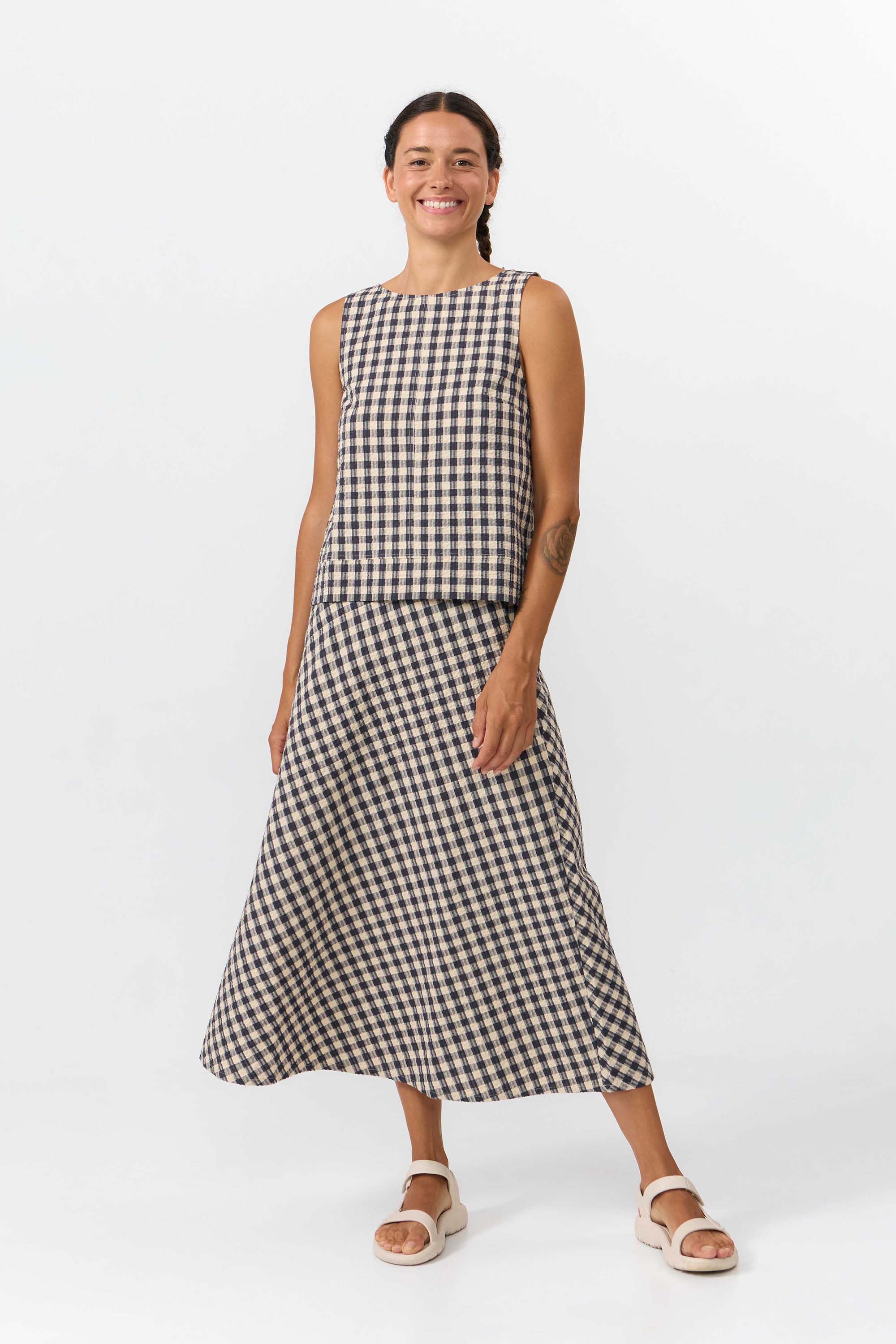 TOP ARUBA CHECK GREY