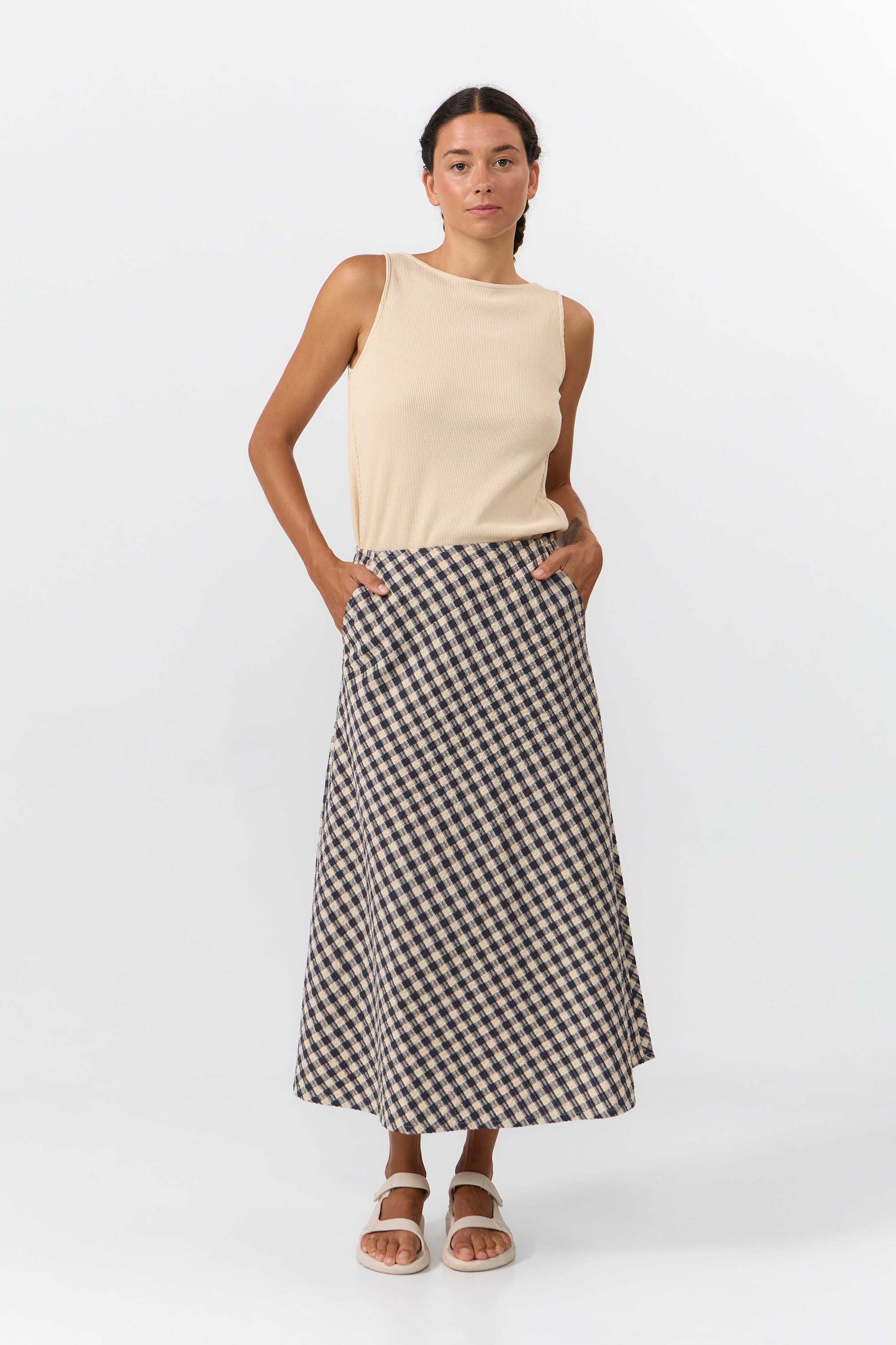 FALDA BELEN CHECK GREY