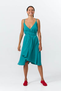 VESTIDO CORTO MULTIPOSICIÓN MODAL TEAL