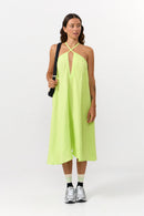 VESTIDO CORTO MULTIPOSICIÓN VISCOSA/LINO APPLE GREEN