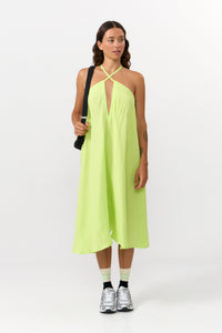 VESTIDO CORTO MULTIPOSICIÓN VISCOSA/LINO APPLE GREEN