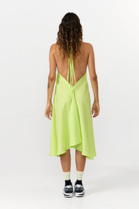 VESTIDO CORTO MULTIPOSICIÓN VISCOSA/LINO APPLE GREEN