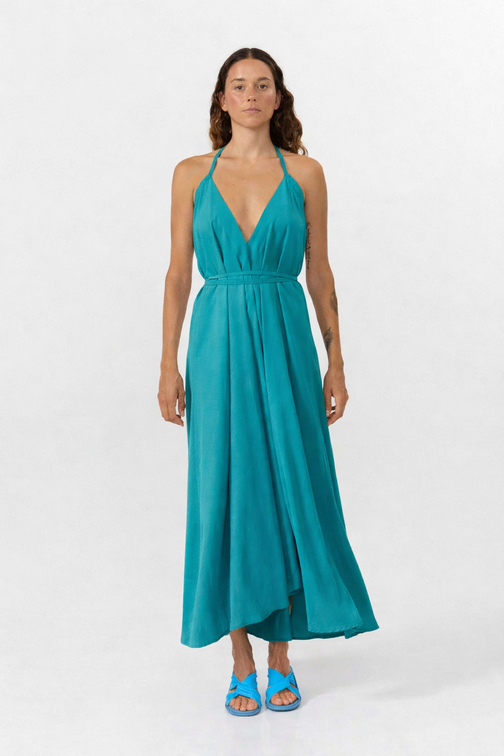 VESTIDO LARGO MULTIPOSICIÓN MODAL TEAL