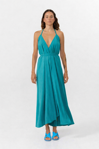 VESTIDO LARGO MULTIPOSICIÓN MODAL TEAL