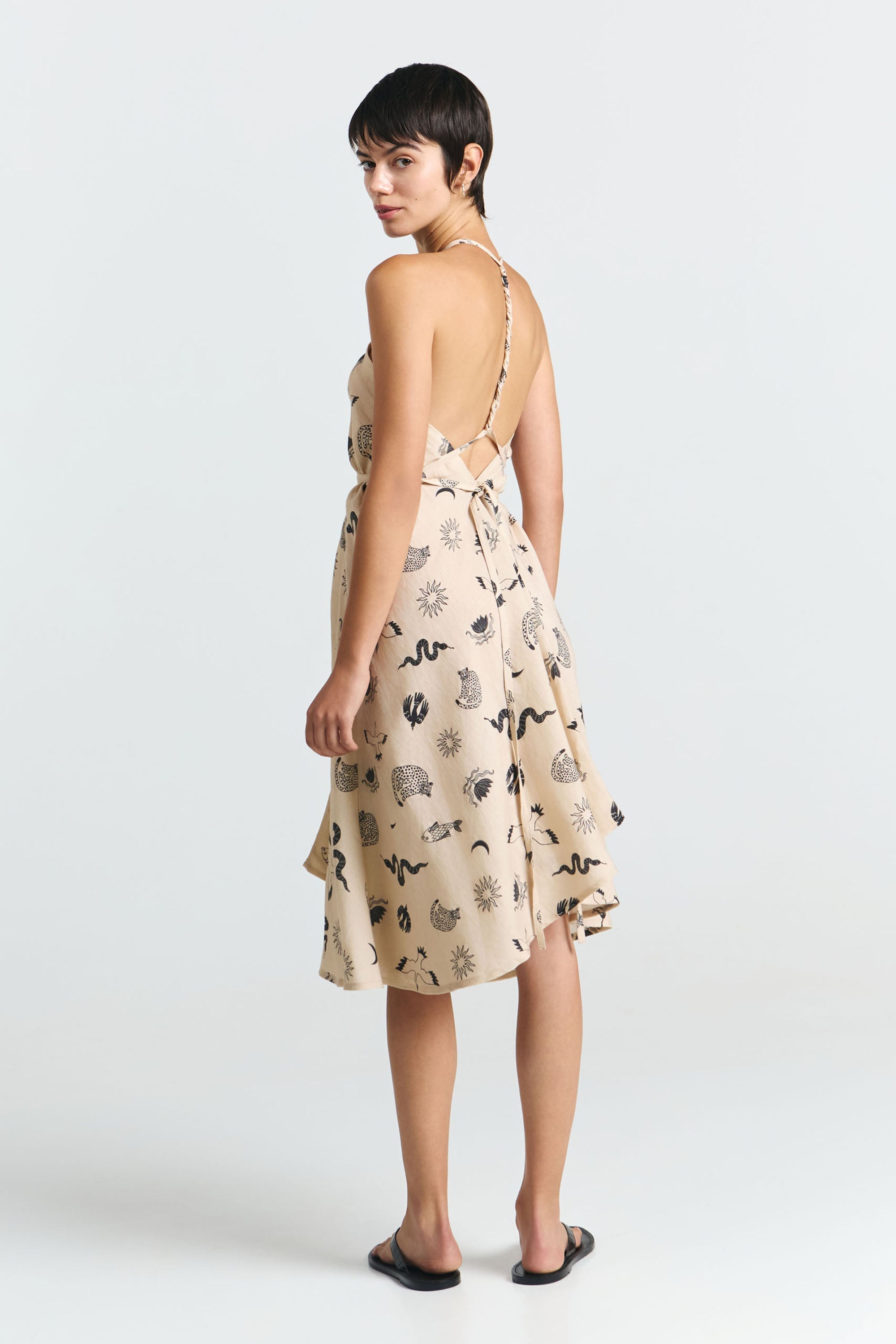 MP SHORT VISCOSE LINEN PRINT FAUNA