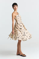 MP SHORT VISCOSE LINEN PRINT FAUNA