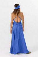 MP DRESS LONG VISCOSE LINEN MID BLUE