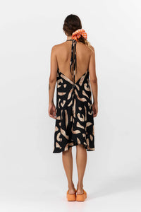 VESTIDO CORTO MULTIPOSICIÓN VISCOSA/LINO PRINT STONES